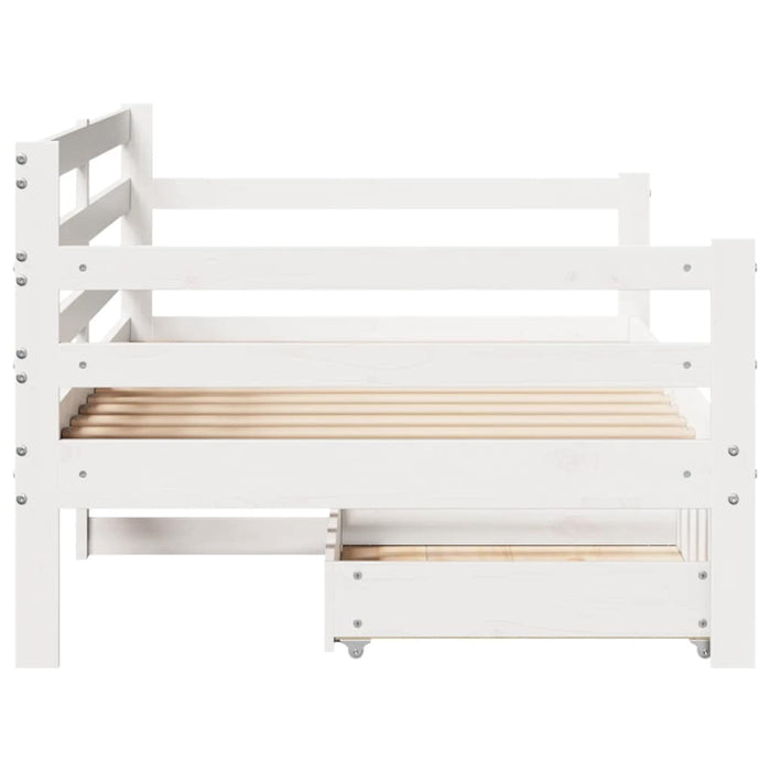 Dormeuse con Cassetti Bianco 90x190 cm Legno Massello di Pino 3302062