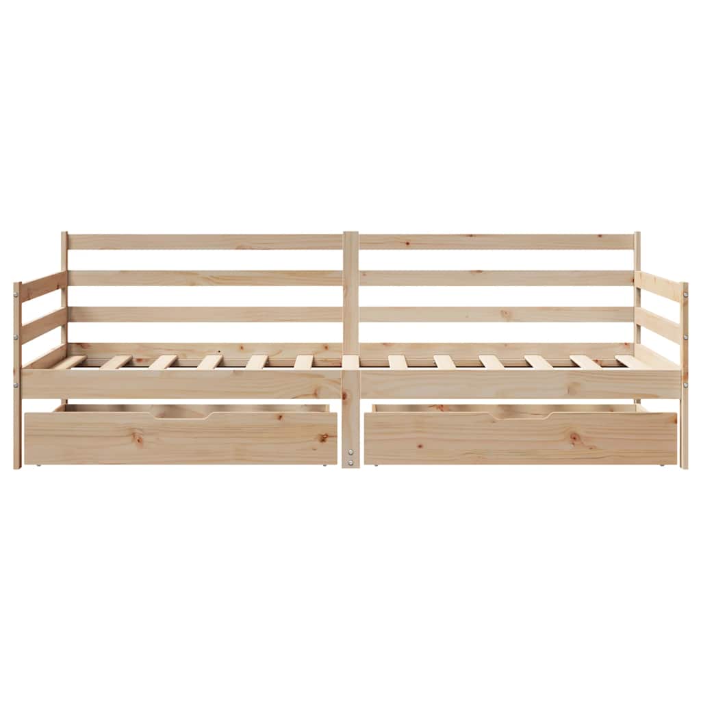 Dormeuse con Cassetti Bianca 80x200 cm Legno Massello di Pino 3302064