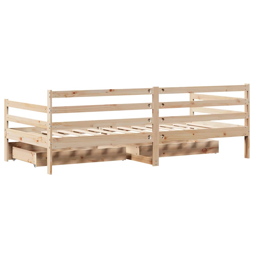 Dormeuse con Cassetti Bianca 80x200 cm Legno Massello di Pino 3302064