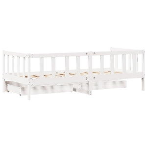 Dormeuse con Cassetti Bianco 90x200 cm Legno Massello di Pino 3302072