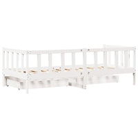 Dormeuse con Cassetti Bianco 90x200 cm Legno Massello di Pino