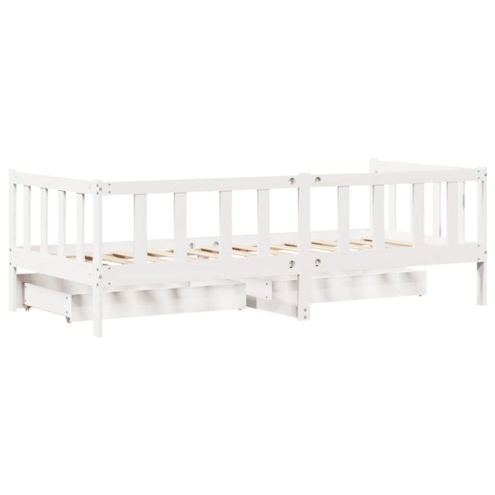 Dormeuse con Cassetti Bianco 90x200 cm Legno Massello di Pino