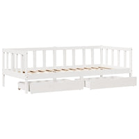 Dormeuse con Cassetti Bianco 90x200 cm Legno Massello di Pino 3302072