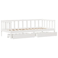 Dormeuse con Cassetti Bianca 80x200 cm Legno Massello di Pino 3302076