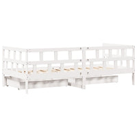 Dormeuse con Cassetti Bianco 90x200 cm Legno Massello di Pino 3302084