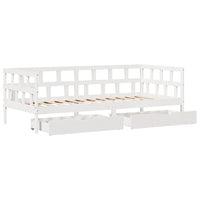 Dormeuse con Cassetti Bianco 90x200 cm Legno Massello di Pino 3302084