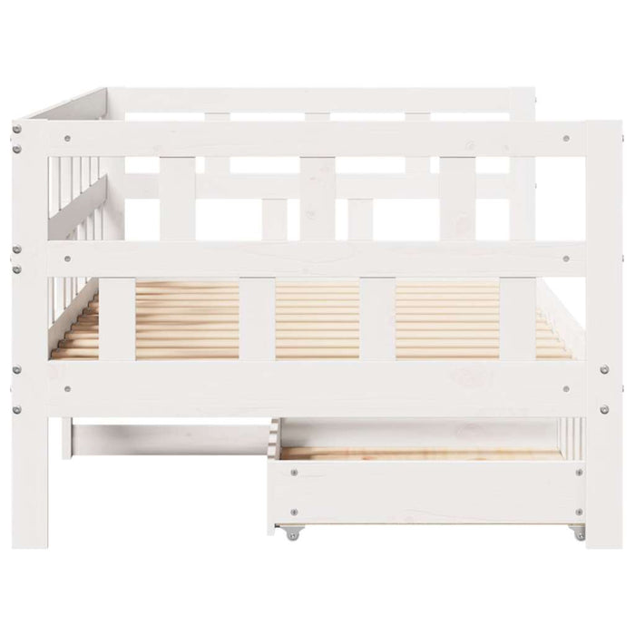 Dormeuse con Cassetti Bianco 90x190 cm Legno Massello di Pino 3302088