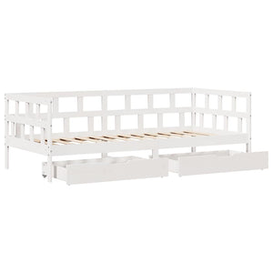 vidaXL Dormeuse con Cassetti Bianco 90x190 cm Legno Massello di Pino