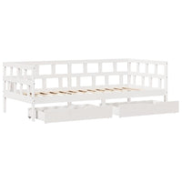 Dormeuse con Cassetti Bianco 90x190 cm Legno Massello di Pino 3302088