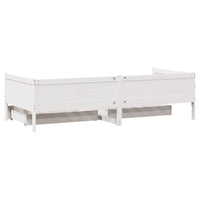 Dormeuse con Cassetti Bianco 90x190 cm Legno Massello di Pino 3302097
