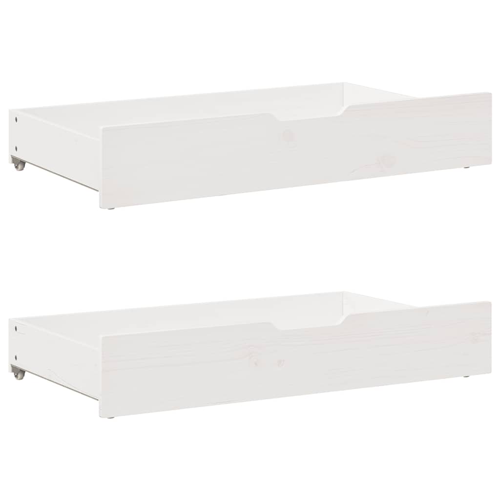 Dormeuse con Cassetti Bianca 80x200 cm Legno Massello di Pino 3302099