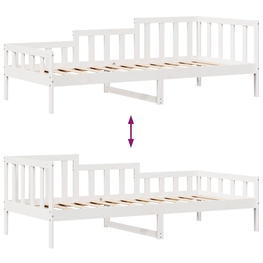 Dormeuse con Cassetti Bianca 80x200 cm Legno Massello di Pino 3302099