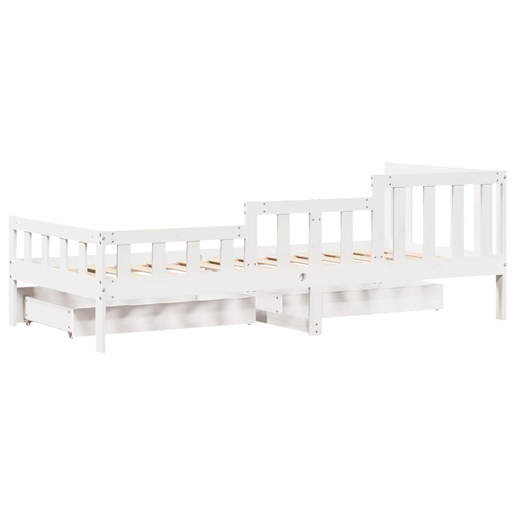 Dormeuse con Cassetti Bianco 90x200 cm Legno Massello di Pino 3302101