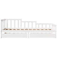 Dormeuse con Cassetti Bianca 80x200 cm Legno Massello di Pino 3302105