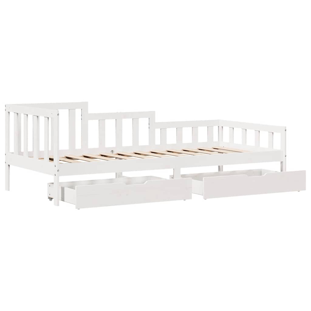 vidaXL Dormeuse con Cassetti Bianco 90x200 cm Legno Massello di Pino