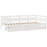 Dormeuse con Cassetti Bianco 90x200 cm Legno Massello di Pino 3302115