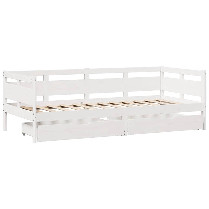 vidaXL Dormeuse con Cassetti Bianco 90x190 cm Legno Massello di Pino