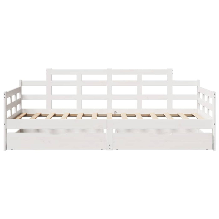 Dormeuse con Cassetti Bianco 90x200 cm Legno Massello di Pino 3302121
