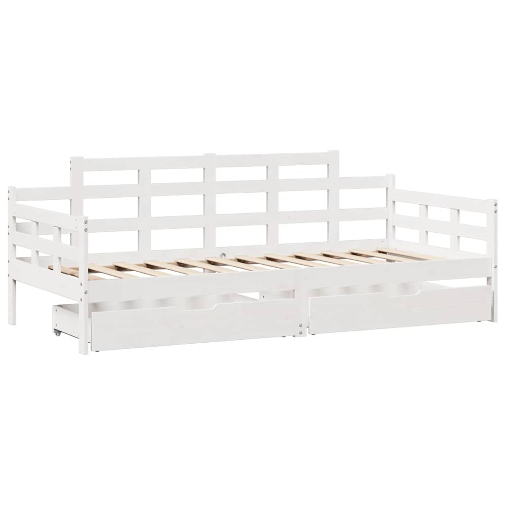 vidaXL Dormeuse con Cassetti Bianco 90x190 cm Legno Massello di Pino
