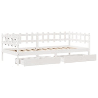 Dormeuse con Cassetti Bianca 80x200 cm Legno Massello di Pino 3302133