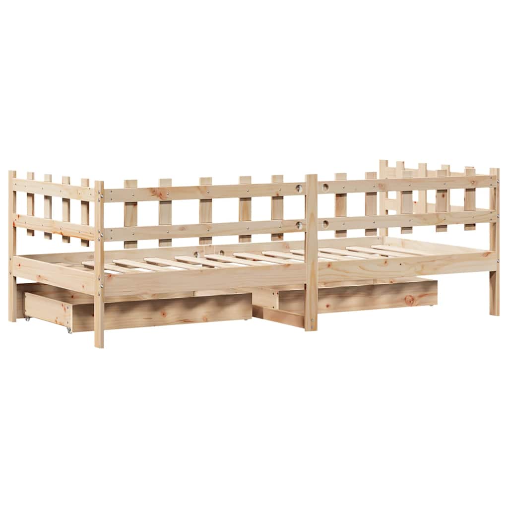 Dormeuse con Cassetti 90x200 cm Legno Massello Pino 3302134