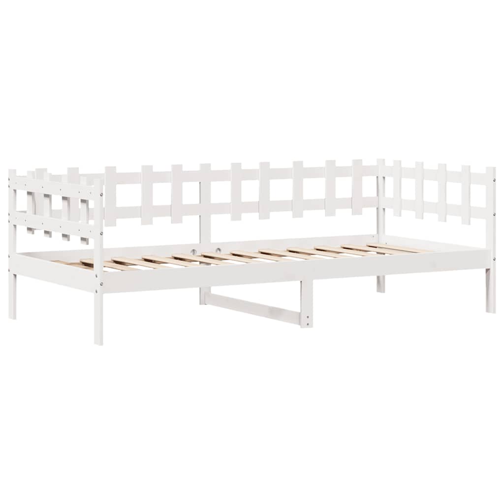 Dormeuse con Cassetti Bianco 90x200 cm Legno Massello di Pino 3302135