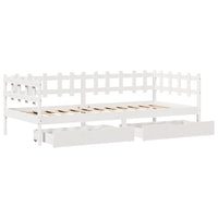 Dormeuse con Cassetti Bianco 90x200 cm Legno Massello di Pino 3302135