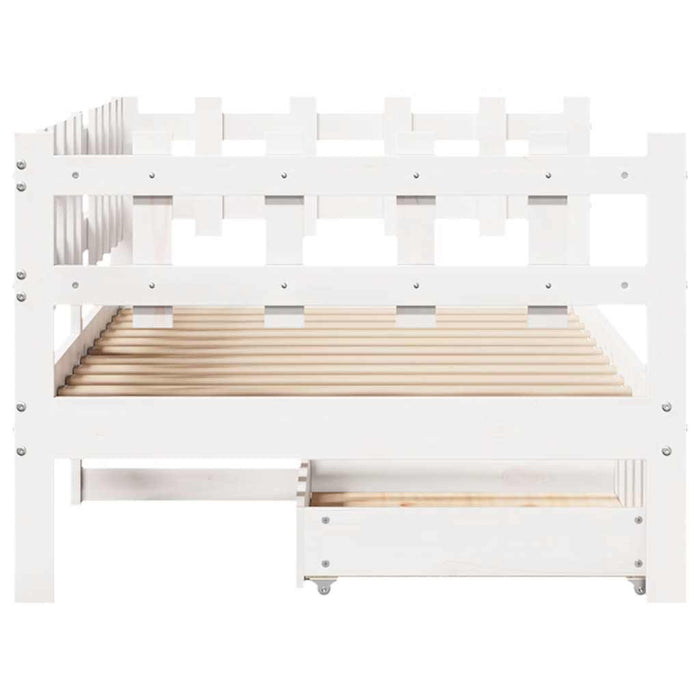 Dormeuse con Cassetti Bianco 90x190 cm Legno Massello di Pino 3302137