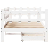 Dormeuse con Cassetti Bianco 90x190 cm Legno Massello di Pino