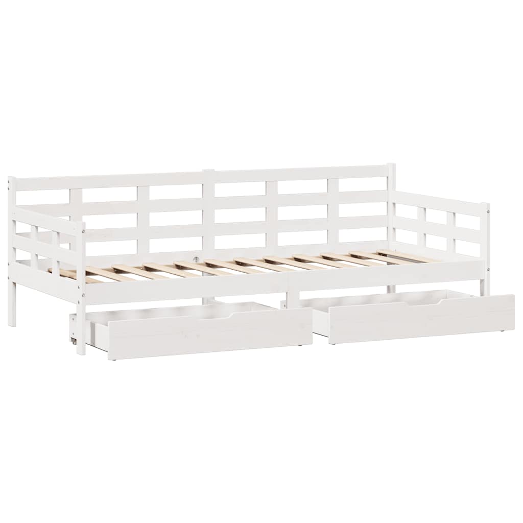 vidaXL Dormeuse con Cassetti Bianco 90x200 cm Legno Massello di Pino