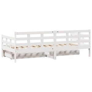 Dormeuse con Cassetti Bianca 80x200 cm Legno Massello di Pino 3302141
