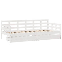 Dormeuse con Cassetti Bianco 90x190 cm Legno Massello di Pino 3302143