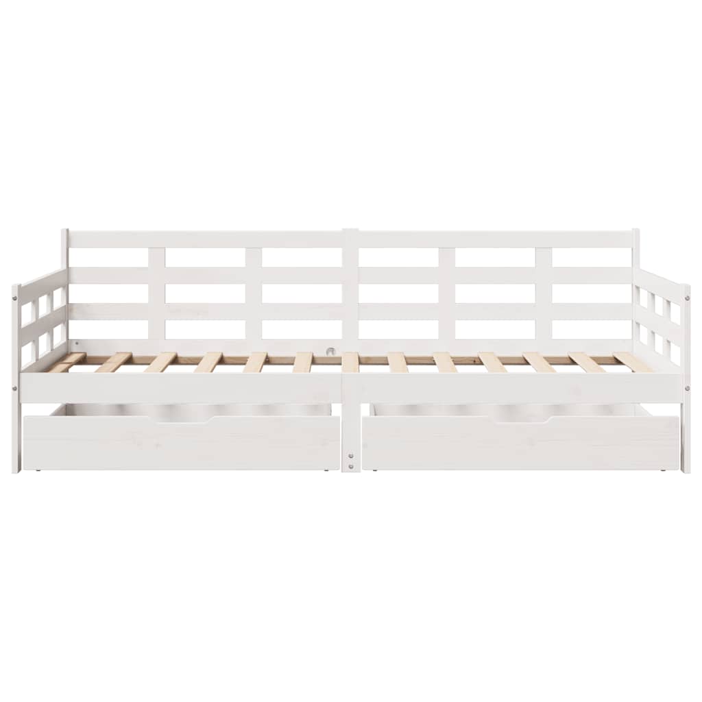 Dormeuse con Cassetti Bianco 90x190 cm Legno Massello di Pino 3302143