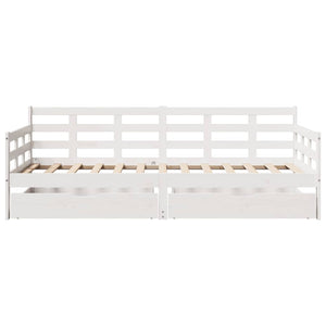 Dormeuse con Cassetti Bianco 90x190 cm Legno Massello di Pino 3302143