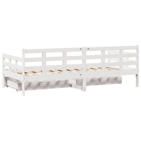 Dormeuse con Cassetti Bianco 90x190 cm Legno Massello di Pino 3302143