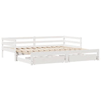 Dormeuse con Cassetti Bianco 90x200 cm Legno Massello di Pino 3302145