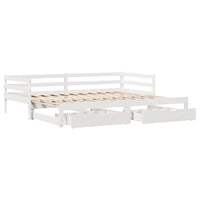 Dormeuse con Cassetti Bianco 90x200 cm Legno Massello di Pino 3302145