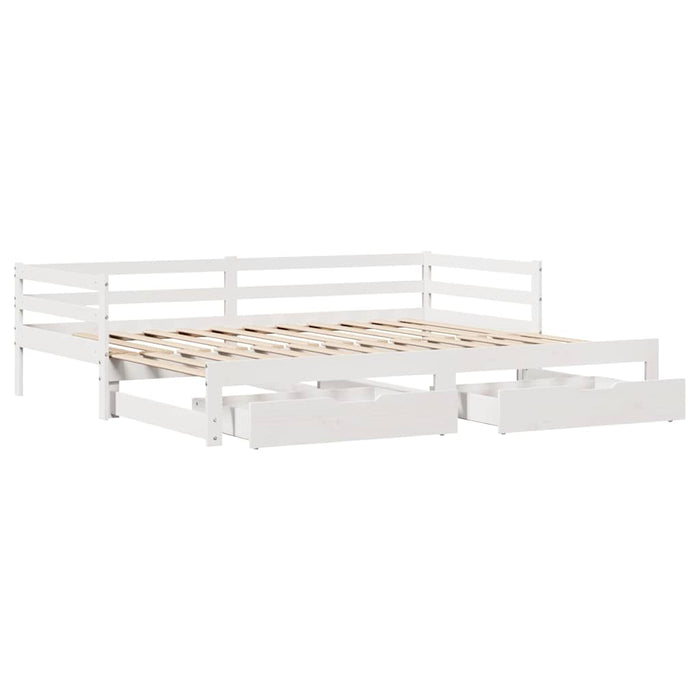 Dormeuse con Cassetti Bianco 90x200 cm Legno Massello di Pino 3302145