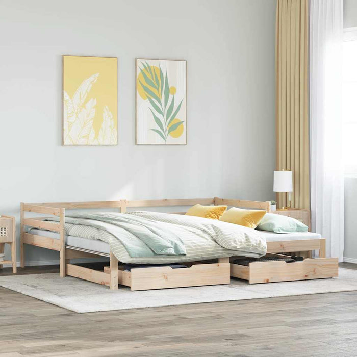 Divano Letto Estraibile con Cassetti senza Materasso 90x190 cm 3302146