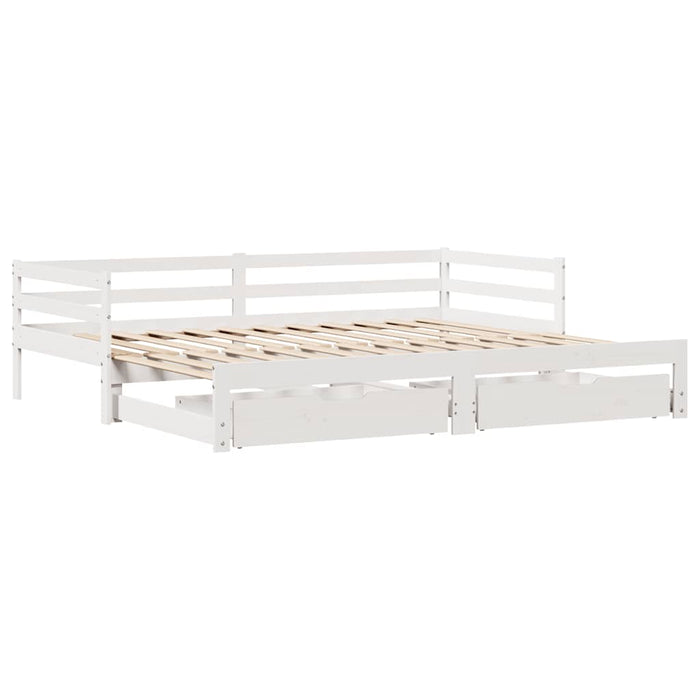 Letto Estraibile con Cassetti senza Materasso Bianco 80x200 cm