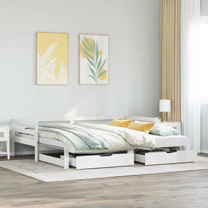 Letto Estraibile con Cassetti senza Materasso Bianco 90x190 cm 3302151