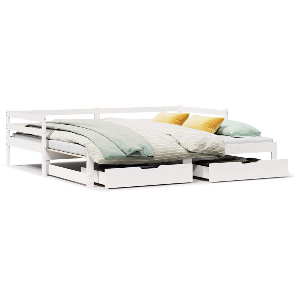 Letto Estraibile con Cassetti senza Materasso Bianco 90x190 cm 3302157
