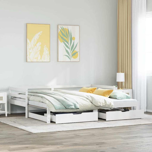 Letto Estraibile con Cassetti senza Materasso Bianco 90x190 cm 3302157