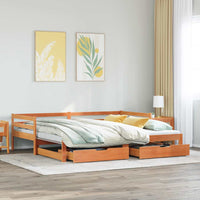Dormeuse Letto Estraibile e Cassetti Marrone Cera 90x200cm Pino 3302162