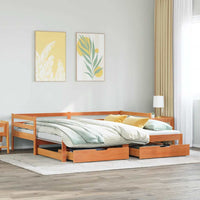 Dormeuse Letto Estraibile e Cassetti Marrone Cera 90x190cm Pino
