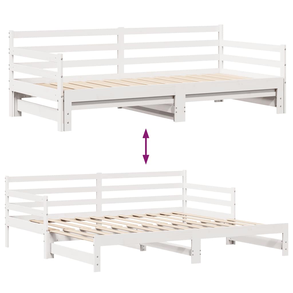 vidaXL Letto Estraibile con Cassetti senza Materasso Bianco 90x200 cm