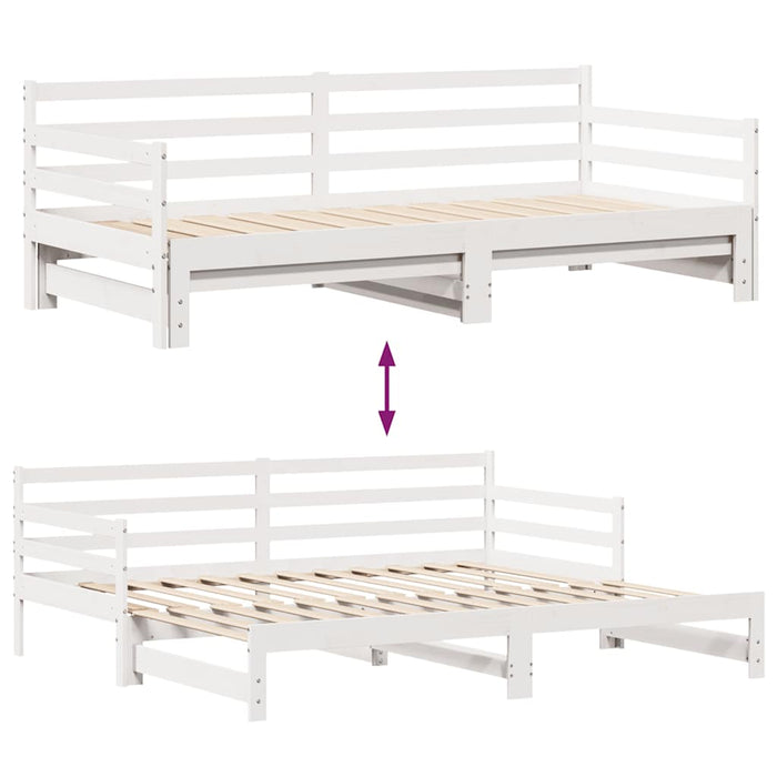 vidaXL Letto Estraibile con Cassetti senza Materasso Bianco 90x200 cm