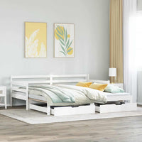 vidaXL Letto Estraibile con Cassetti senza Materasso Bianco 90x200 cm