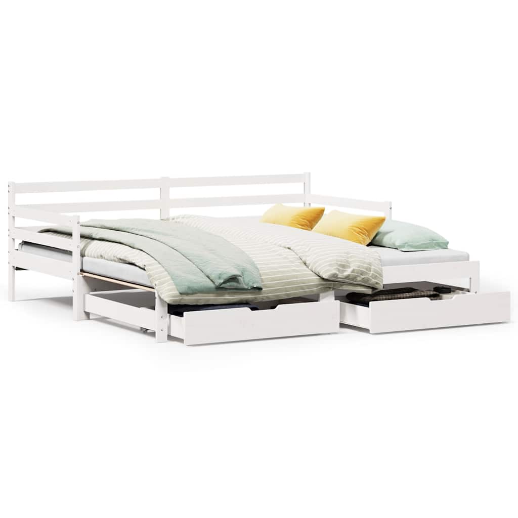 Letto Estraibile con Cassetti senza Materasso Bianco 90x190 cm