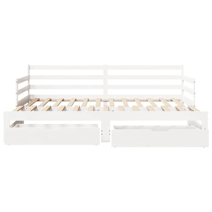 Letto Estraibile con Cassetti senza Materasso Bianco 90x190 cm